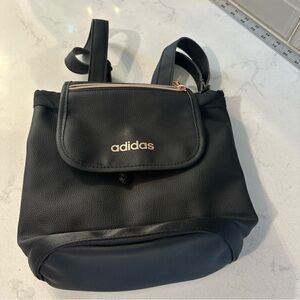 ADIDAS BLACK FAUX‎ LEATHER ROSE GOLD SMALL FESTIVAL DRAWSTRING BACKPACK